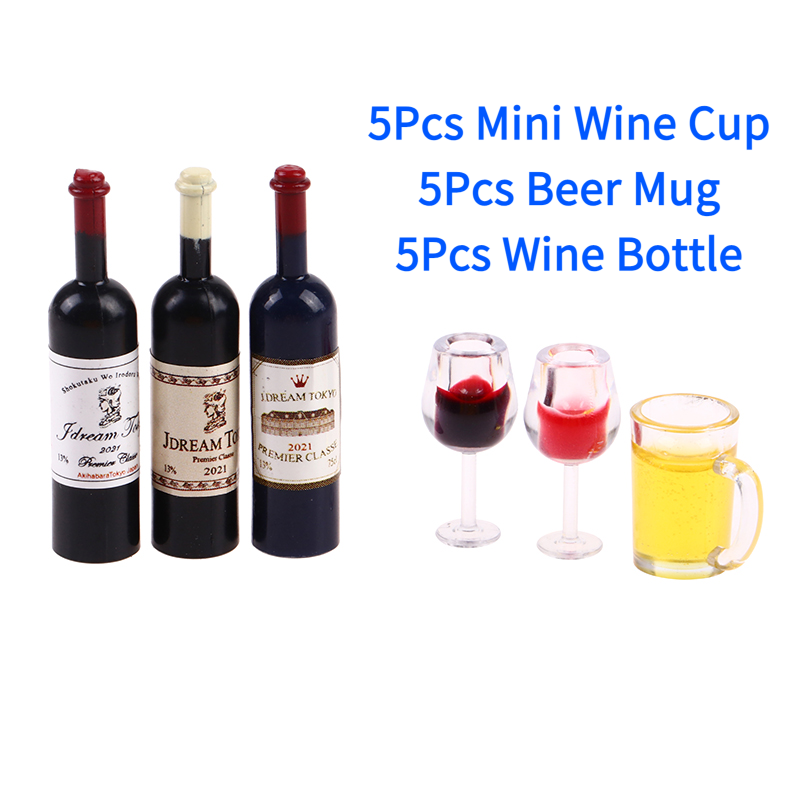 Wine Beer House - 5Pcs 1:12 Dollhouse Miniature Wine Cup