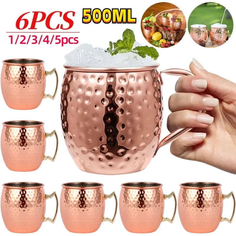 Wine Beer Champagne - 1-6PCS Cocktail Wine Cup Moscow Mule