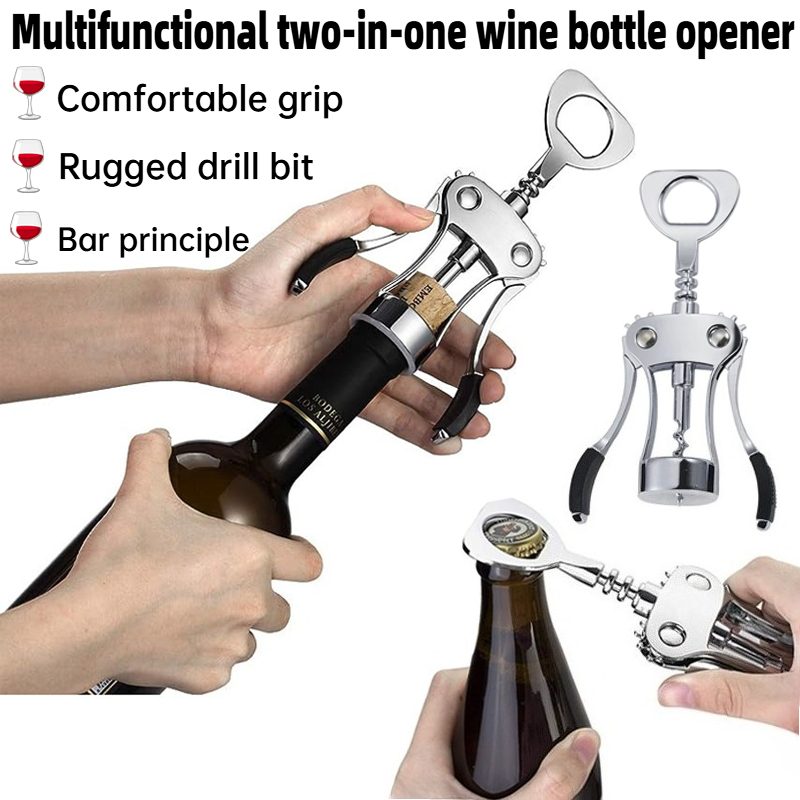 Wine Beer Champagne - Manual 2-in-1 wine opener, practical stainless