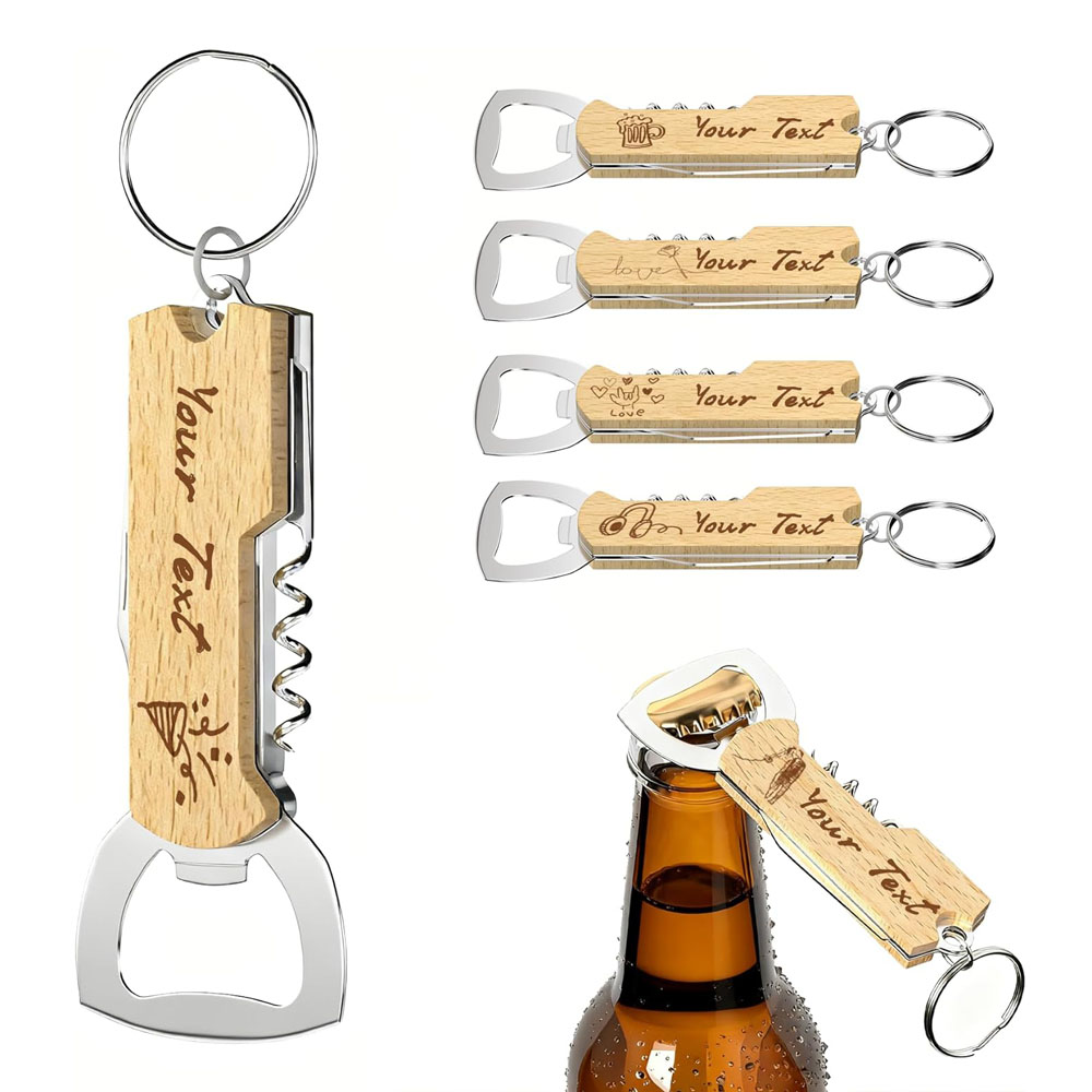 Beer Wine Hobby - Custom Engraved Logo Bottle Opener Keychain