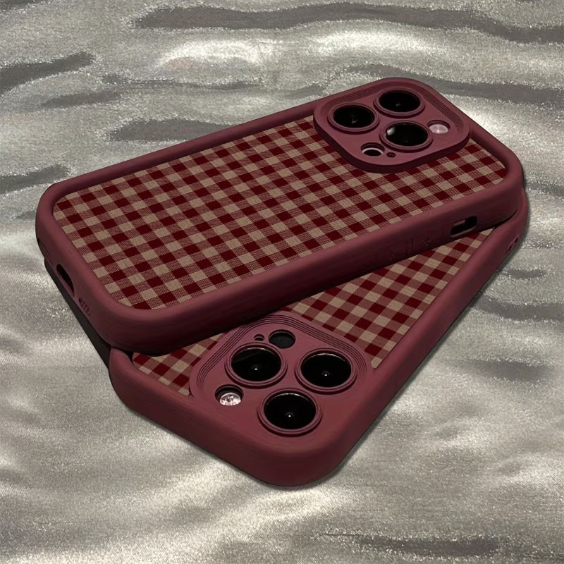 Wine & Beer Shop - Wine Red Vintage Red-Brown Plaid TPU