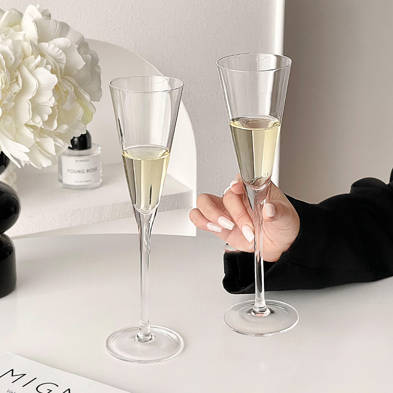 Champagne Flute Pair - French Romantic Ceremonial Champagne Glasses And