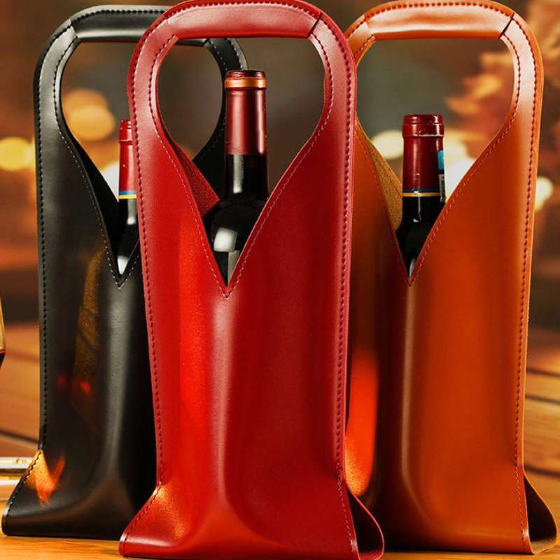 Wine Beer Champagne - Reusable Double Layer Leather Wine Gift