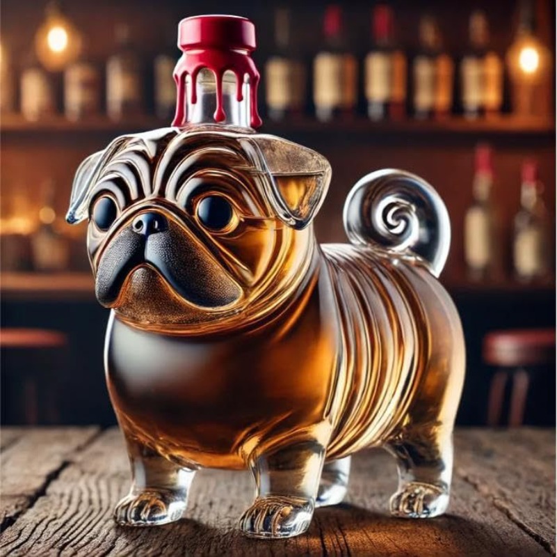 Wine Whiskey Beer - Transparent Whiskey Hanger Pug Shaped Glass