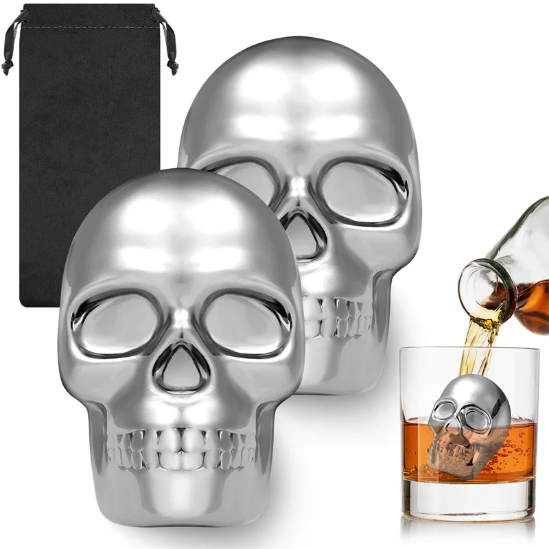 Reusable 2 Skeleton Head Whisk - Wine Whiskey Beer 评论和价格