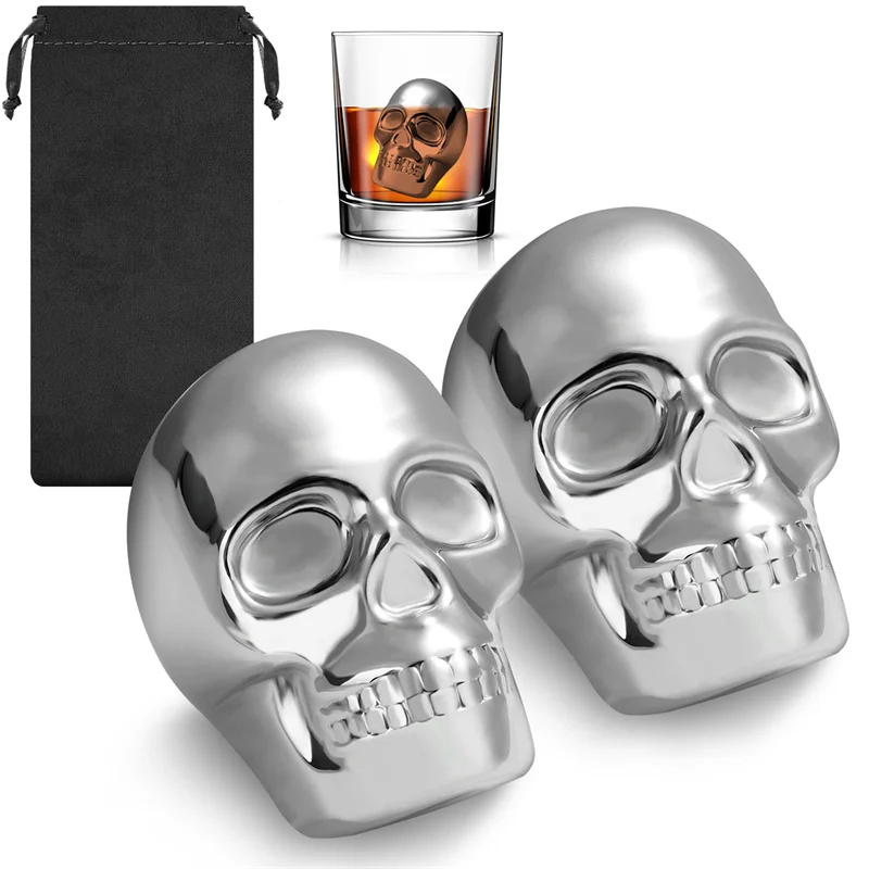 Reusable 2 Skeleton Head Whisk - Wine Whiskey Beer 评论和价格