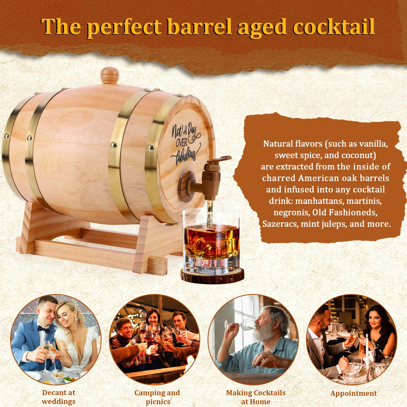 3L Wooden Whiskey Barrel with  - Wine Whiskey Beer 评论和价格