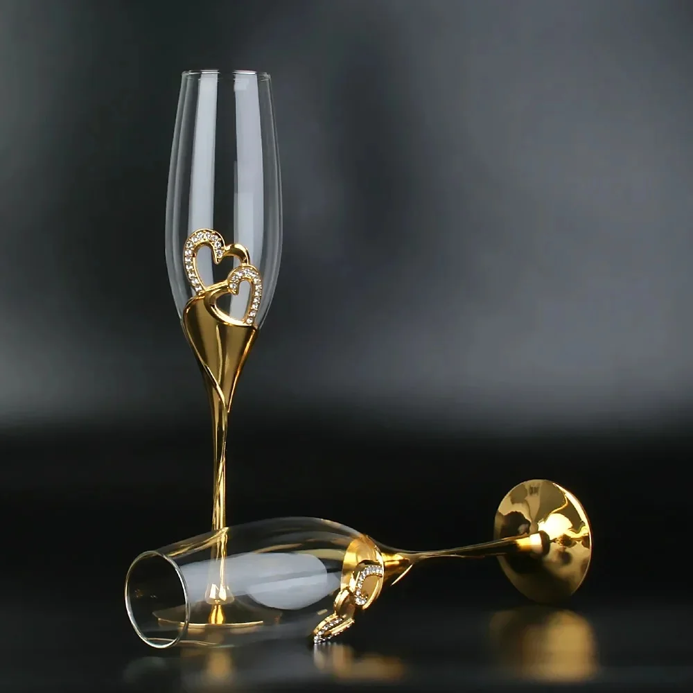 Elegant Heart & Tulink Shape C - Champagne Flute Pair 评论和价格