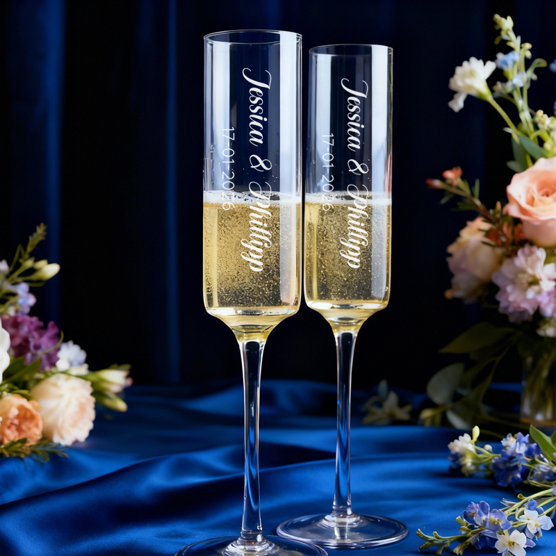 2PCS Personalized Champagne Gl - Champagne Flute Pair 评论和价格