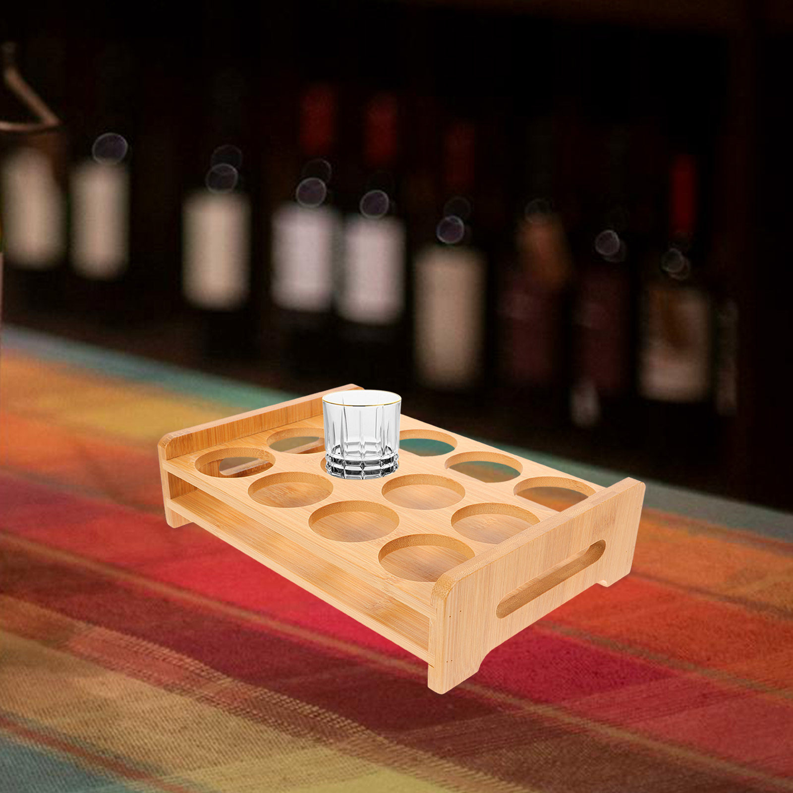 Bamboo Shot Glasses Holder Dis - Wine Whiskey Beer 评论和价格
