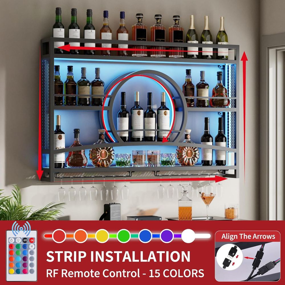3-Tiers 46in Wine Rack Wall Mo - Wine Rack Wall Mount 评论和价格