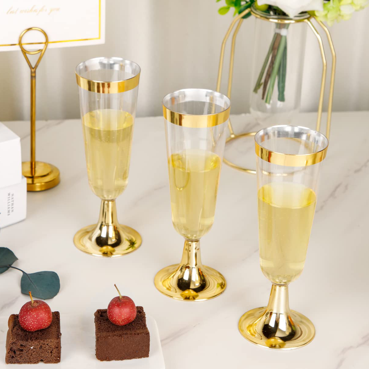 50pcs 5OZ Disposable Wine Cup  - Champagne Flute Pair 评论和价格