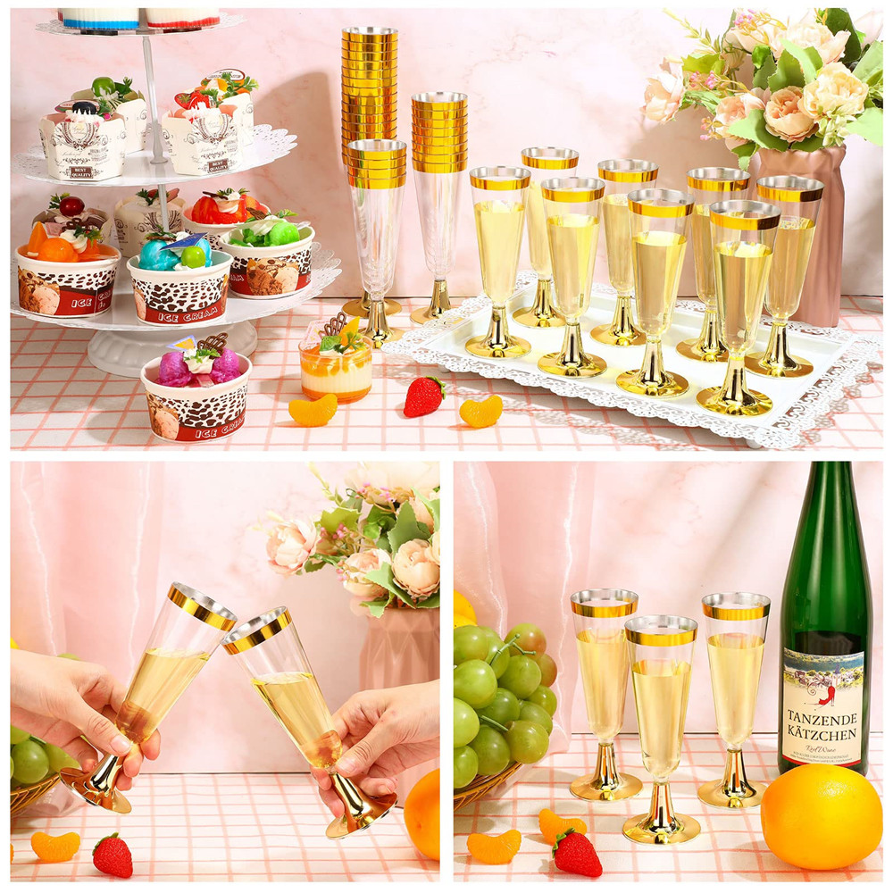 50pcs 5OZ Disposable Wine Cup  - Champagne Flute Pair 评论和价格