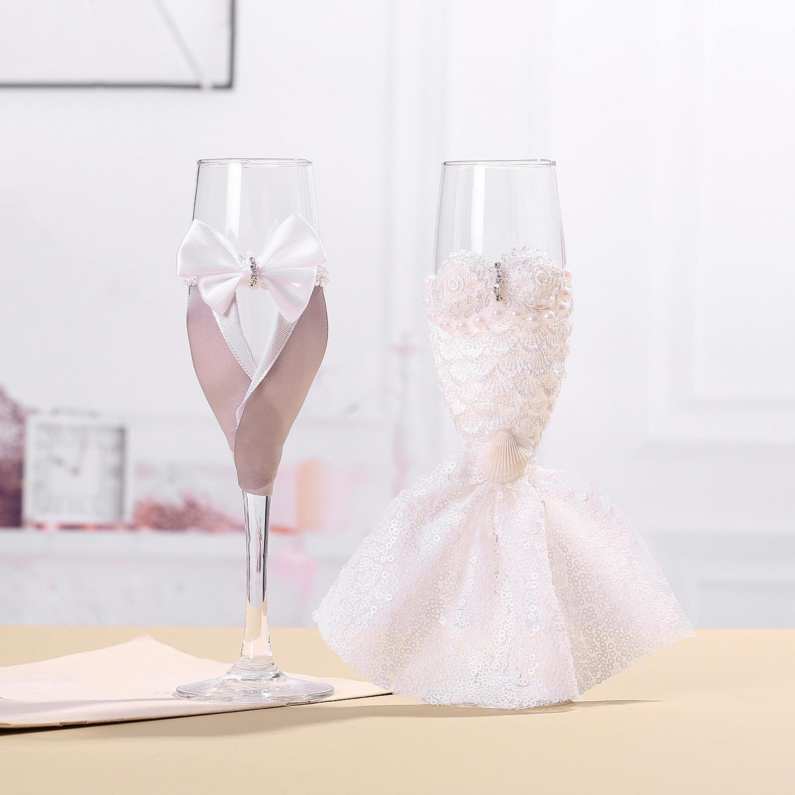 Bride And Groom Glasses 1 Pair - Champagne Flute Pair 评论和价格