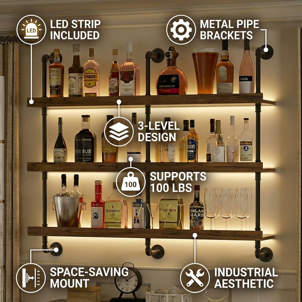 Wall Mounted Wine Rack With LE - Wine Rack Wall Mount 评论和价格