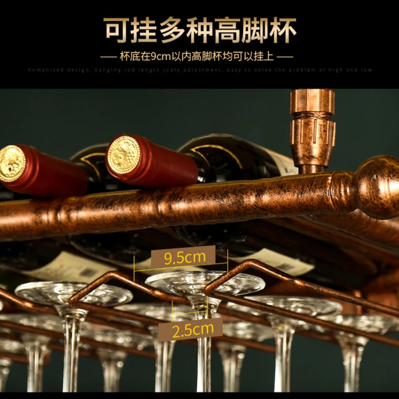 Vintage Bronzed Black Iron Met - Wine Rack Wall Mount 评论和价格