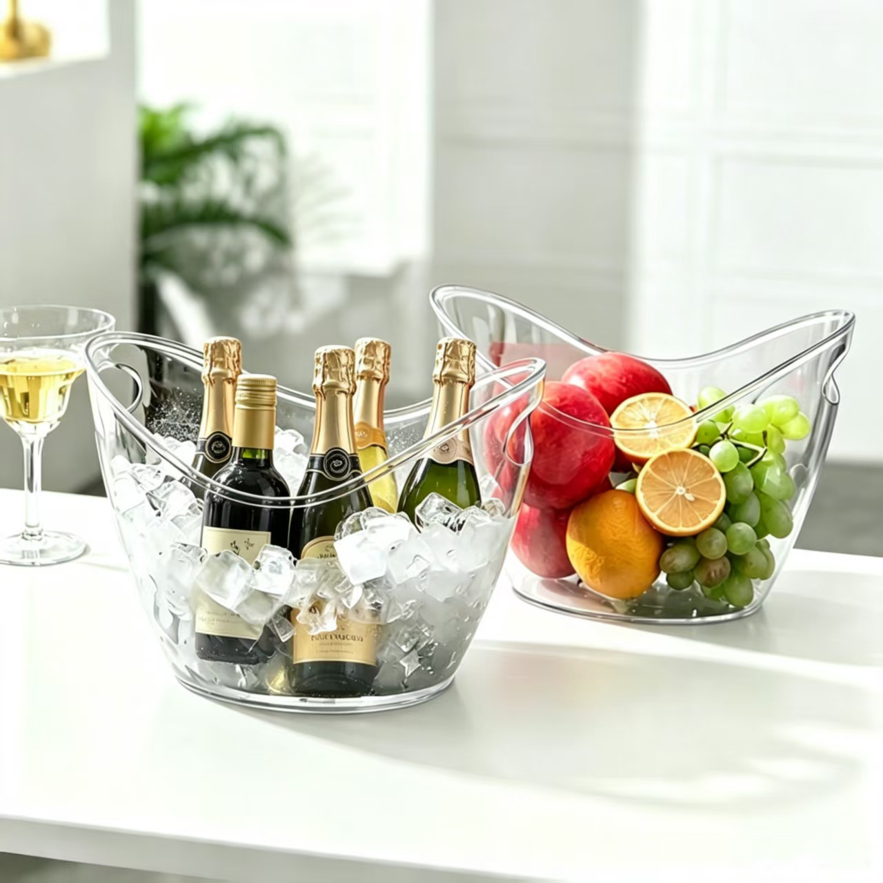 4L Clear Ice Bucket Beverage T - Wine Beer Champagne 评论和价格