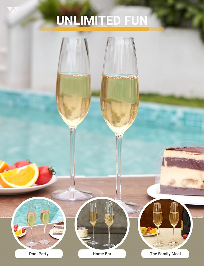 MICHLEY 2/4 pcs Unbreakable Ch - Champagne Flute Pair 评论和价格
