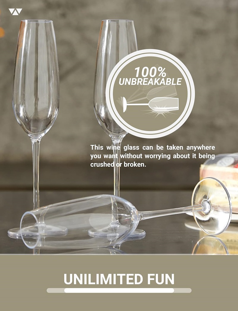 MICHLEY 2/4 pcs Unbreakable Ch - Champagne Flute Pair 评论和价格