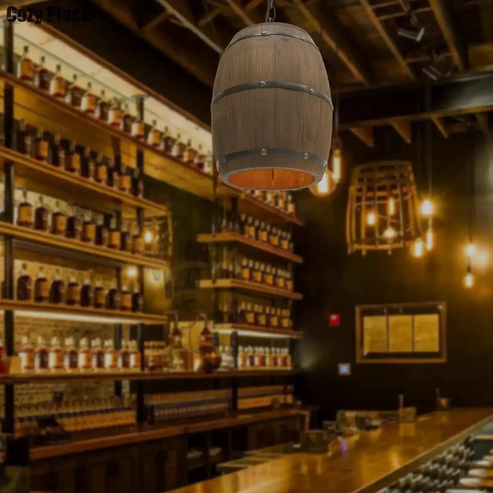 Rustic Lamp Vintage Chandelier - Wine & Beer Shop 评论和价格