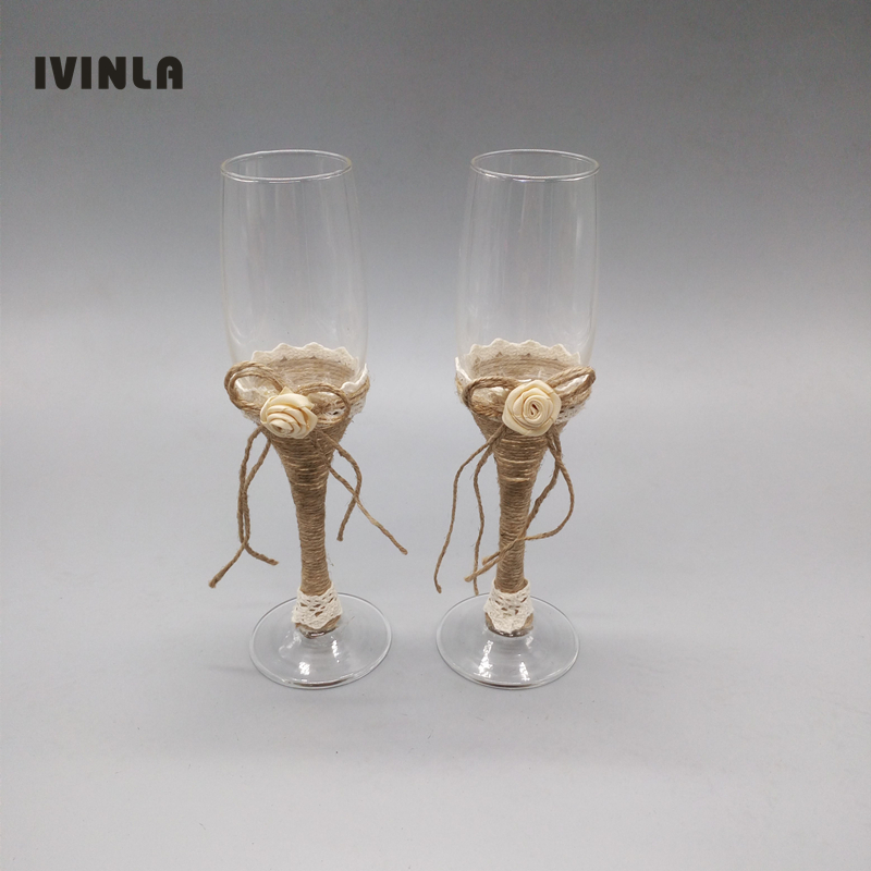 Hot selling 1 pair Rustic Wedd - Champagne Flute Pair 评论和价格